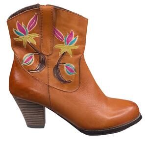 Elite X Corkys Women's Florence Brown Leather Floral Western Boot Size US 9